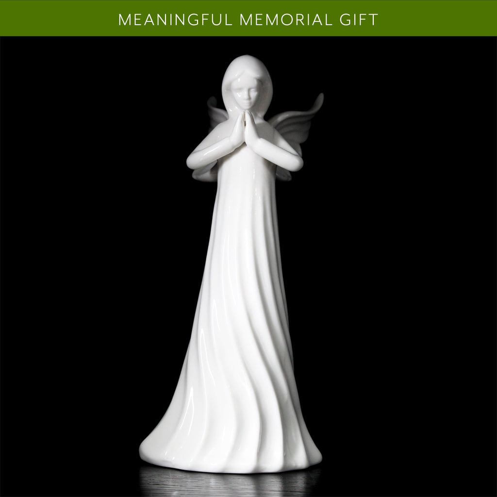 Ceramic Praying Angel Figurine (White) - sh2236ah1