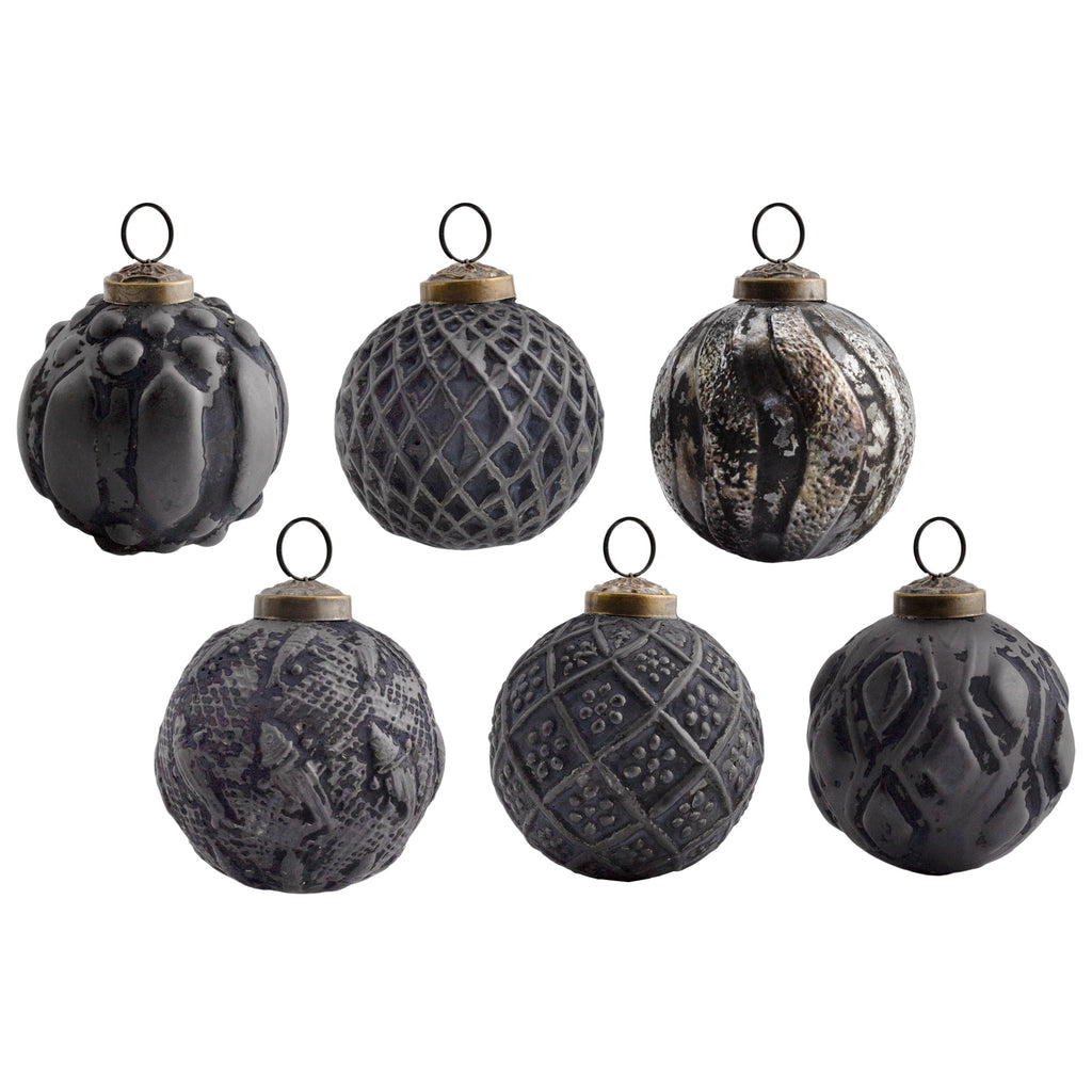 Farmhouse Ball Ornaments (Set of 6, Matte Black) - sh2262ah1