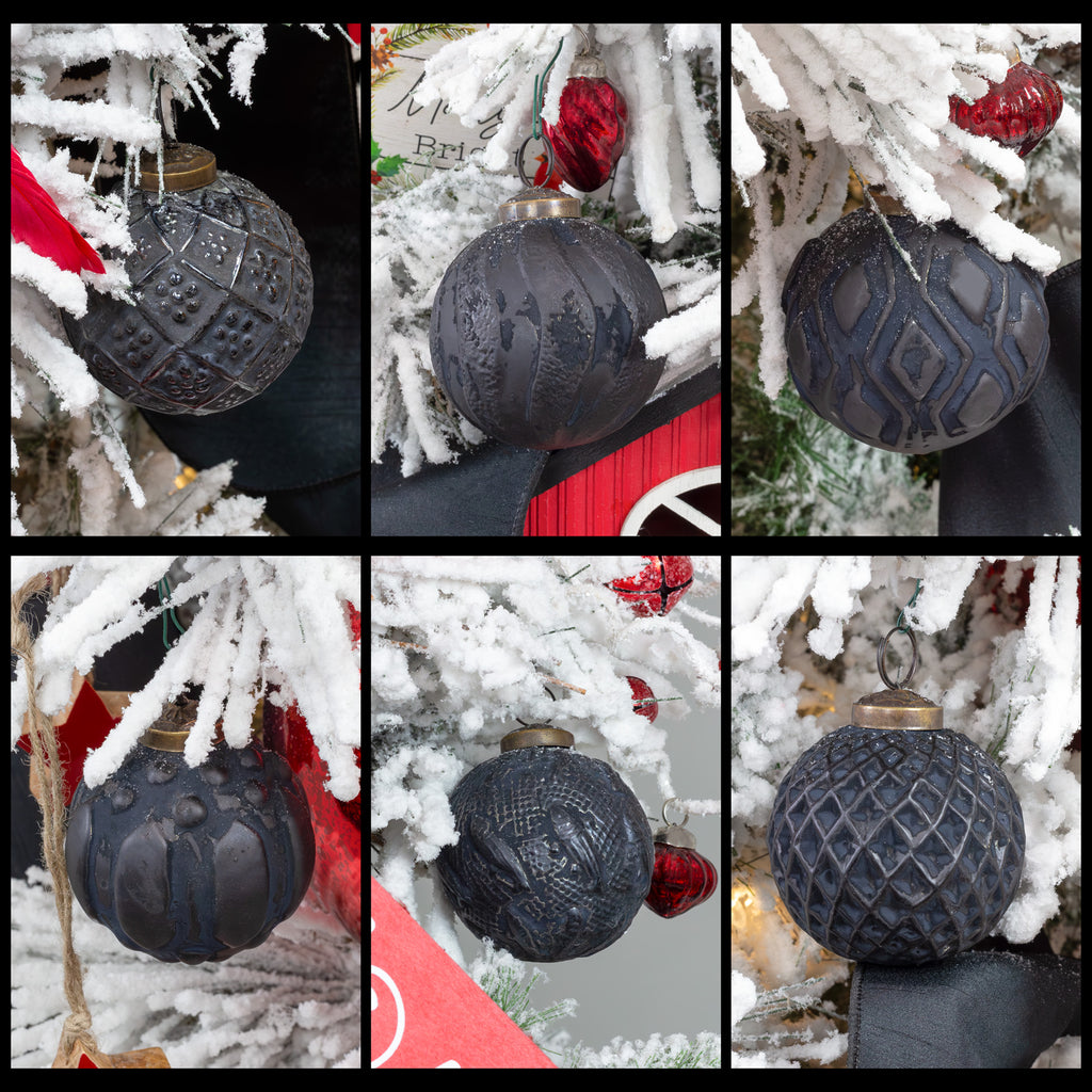 Farmhouse Ball Ornaments (Set of 6, Matte Black) - sh2262ah1