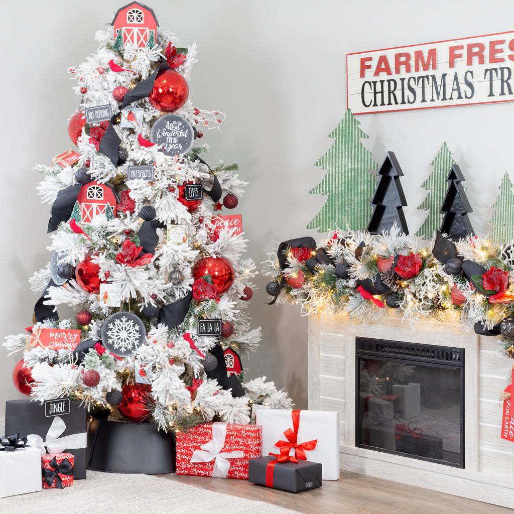 Farmhouse Christmas Ball Ornaments (Set of 6, Charcoal) - sh2263ah1