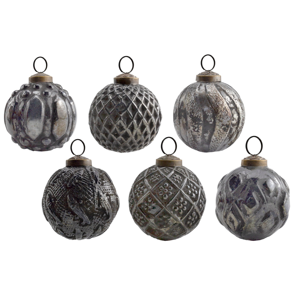 Farmhouse Ball Ornaments (Set of 6, Charcoal) - sh2263ah1