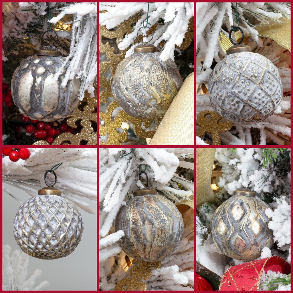 Farmhouse Christmas Ball Ornaments (Set of 6, Gold) - sh2264ah1