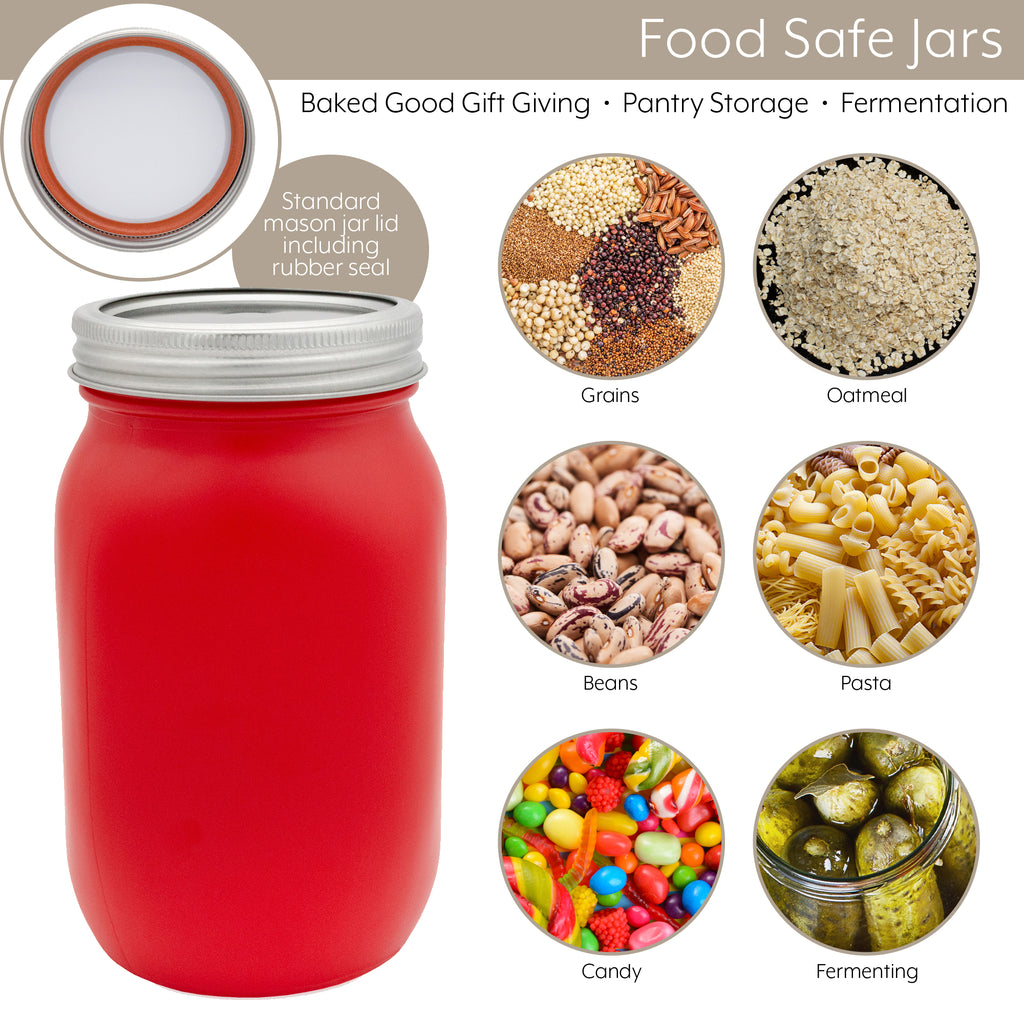 Red and White Mason Jars (Set of 3 Jars); Holiday Decor Colored Wide Mouth Mason Jars - sh2249dar0