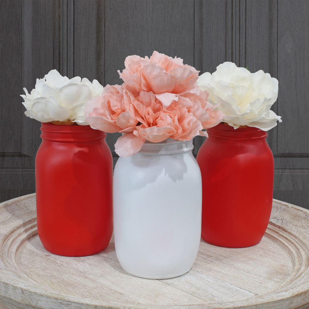 Red and White Mason Jars (Case of 8 Sets) - 8X_SH_2249_CASE