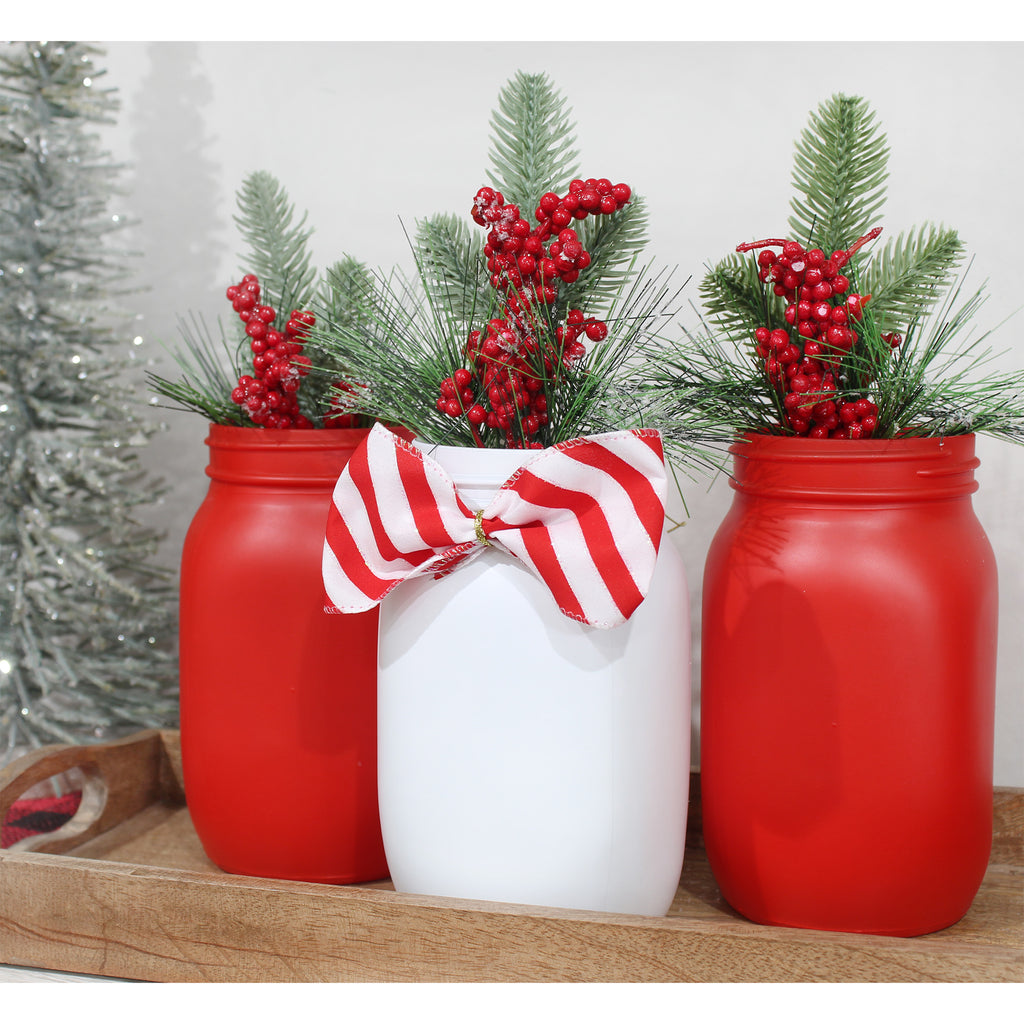 Red and White Mason Jars (Set of 3 Jars) - sh2249dar0