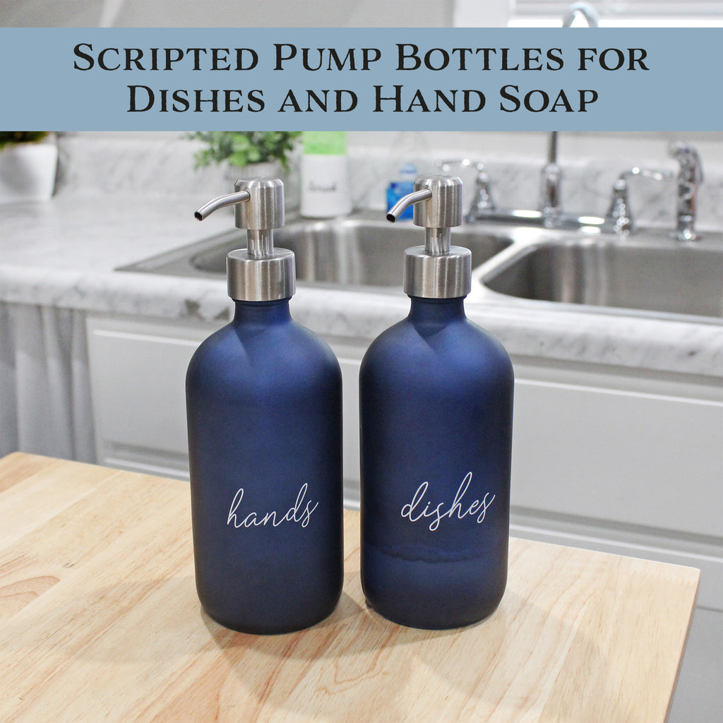 16oz Hands Dishes Pump Bottles (Blue, Set of 2) - sh2154cb0