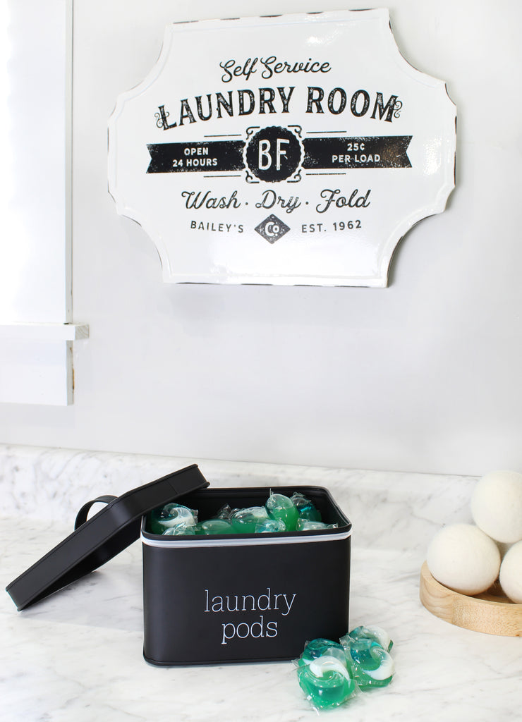 Black Enamelware Laundry Pod Holder - sh2209ah1