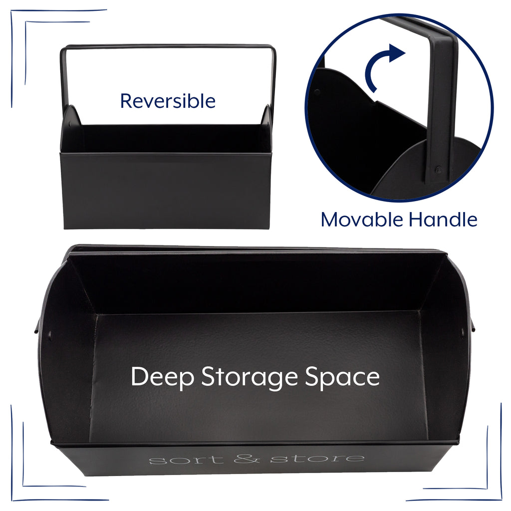 Black Enamelware Sort & Store Caddy with Handle - sh2207ah1