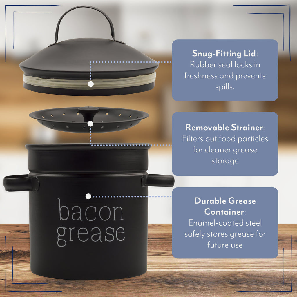 Black Farmhouse Bacon Grease Container - sh2228ah1