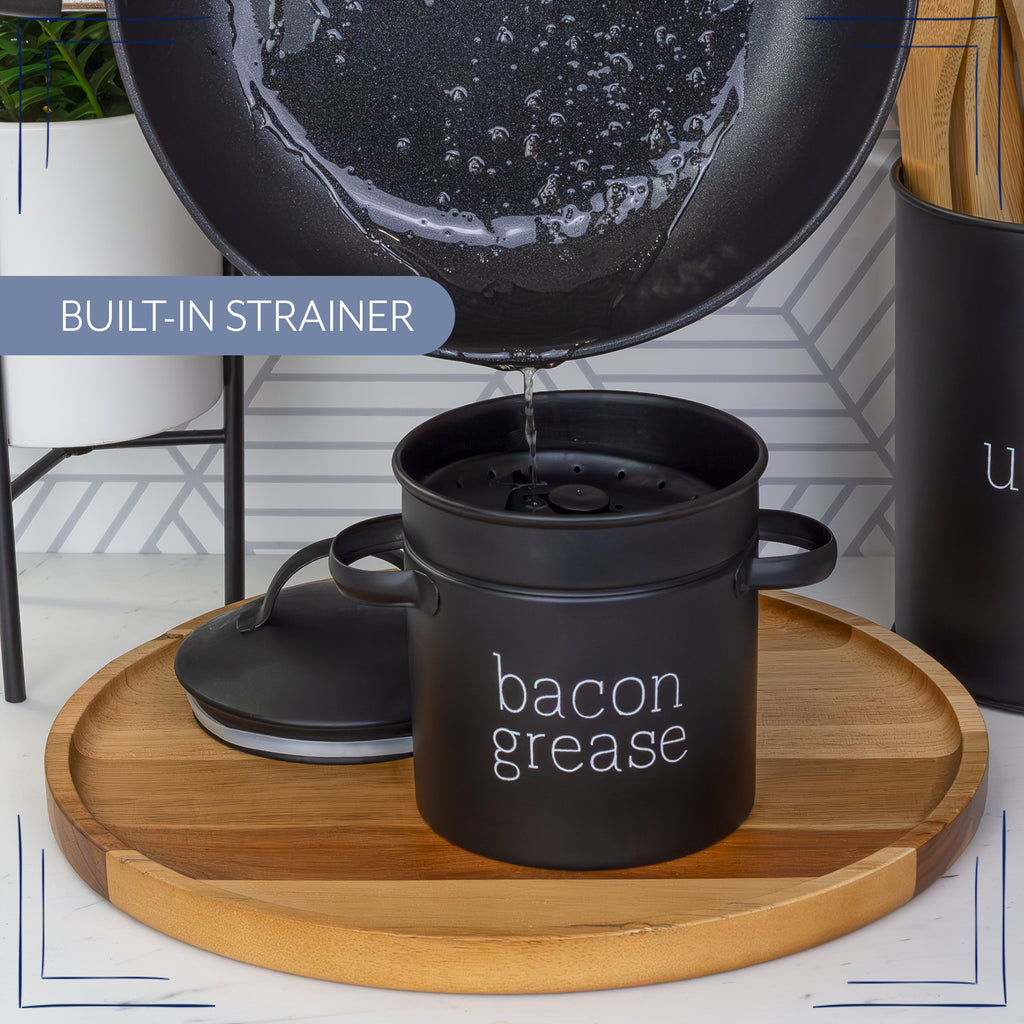 Black Farmhouse Bacon Grease Container - sh2228ah1