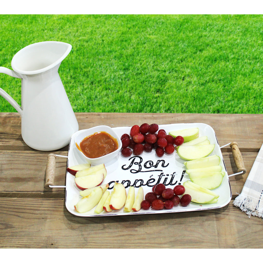 Enamelware Bon Appetit Tray (White, Case of 10) - 10X_SH_2231_CASE