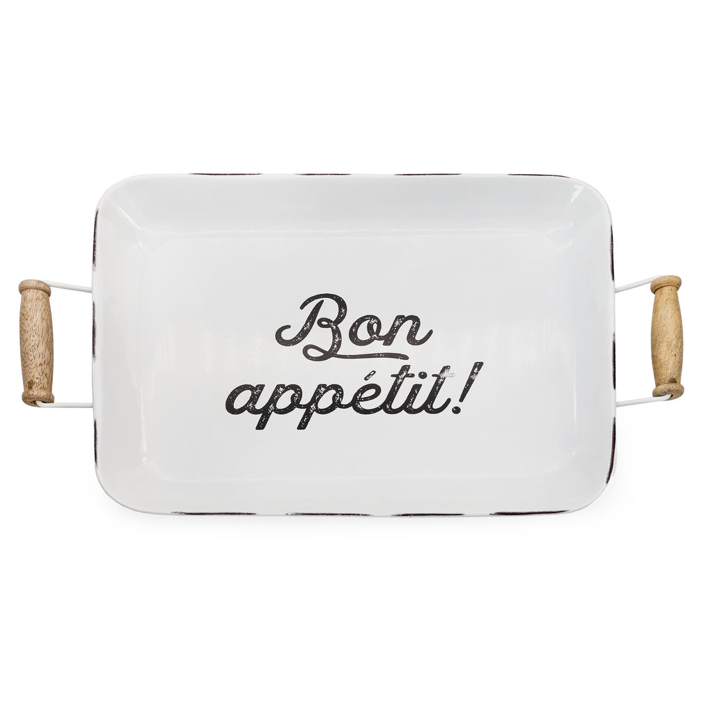 Enamelware Bon Appetit Tray (White, Case of 10) - SH_2231_CASE