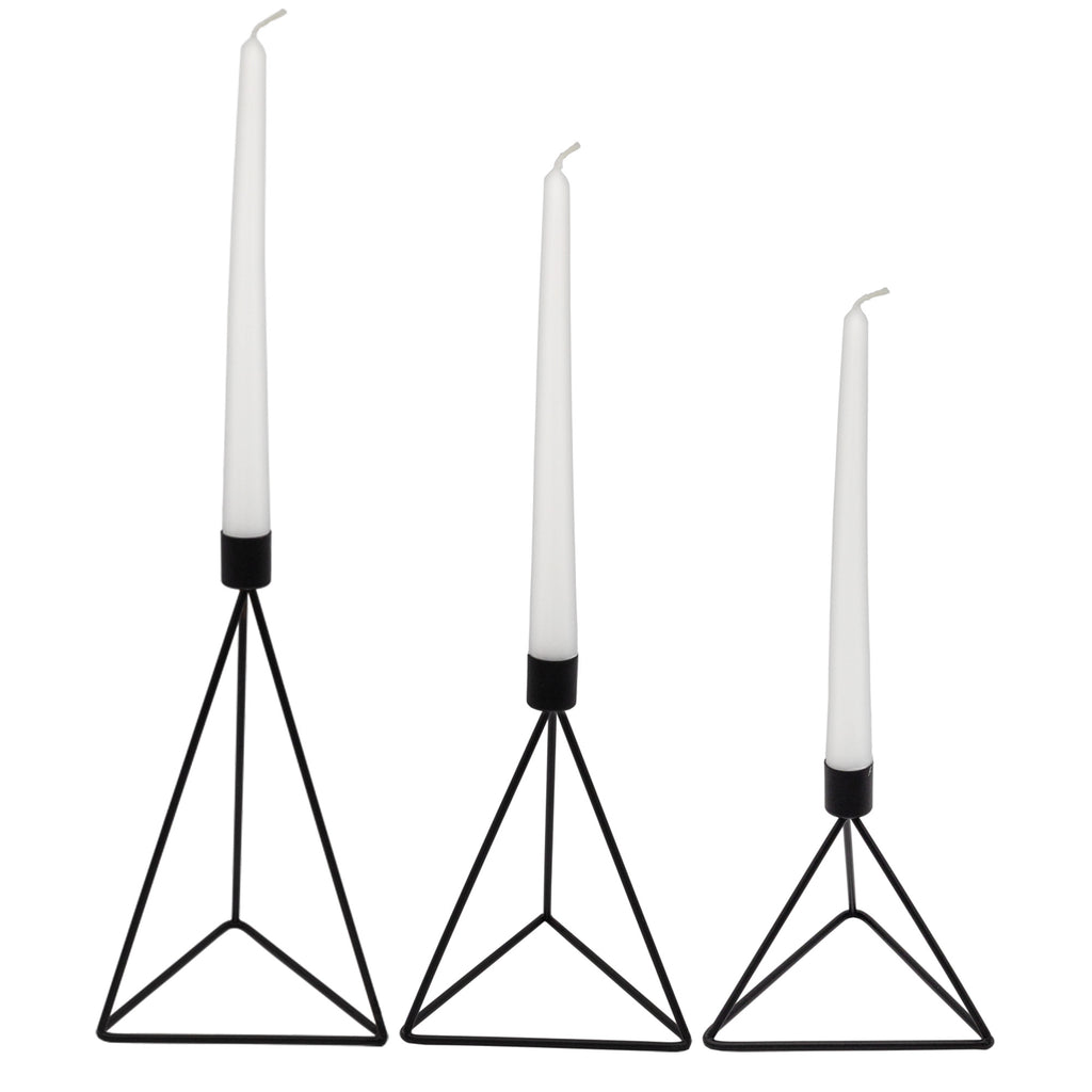 Black Geometric Candlestick Holders (Set of 3) - sh2237ah1