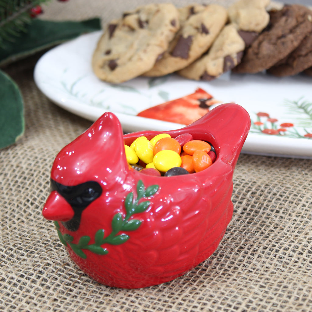 Christmas Cardinal Candy Dish (Ceramic, Case of 48) - 48X_SH_2277_CASE