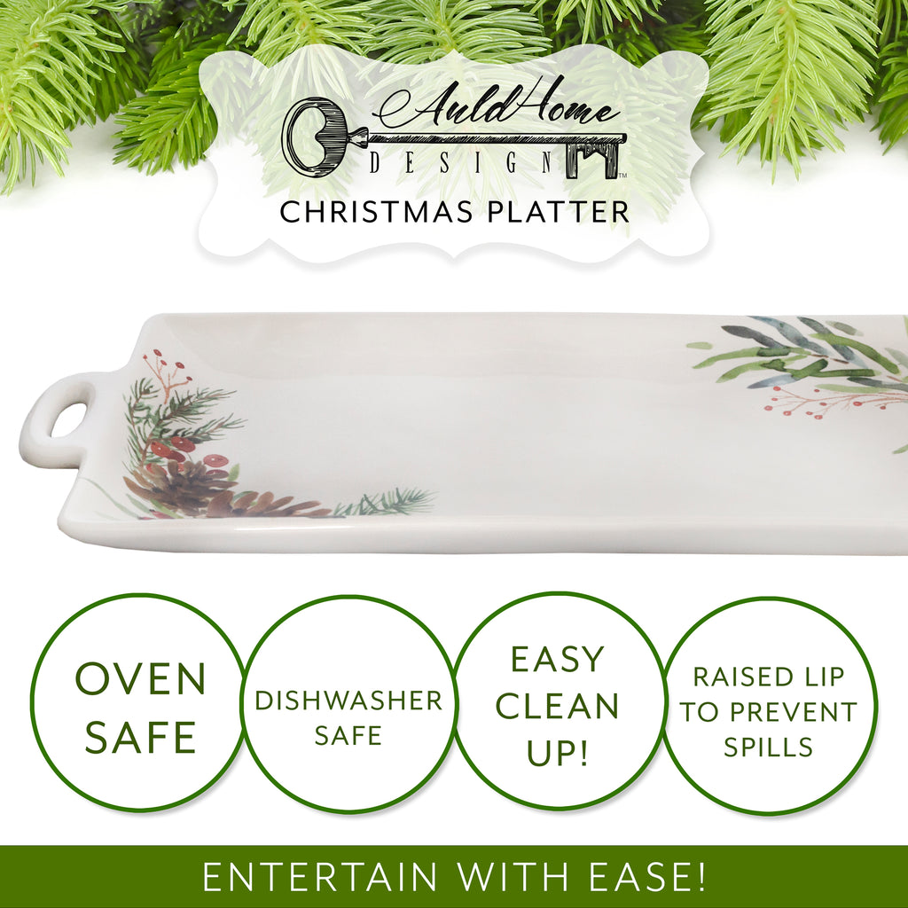 Christmas Greenery Ceramic Platter (Case of 4) - 4X_SH_2280_CASE