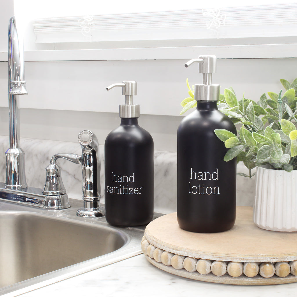 Lotion / Hand Sanitizer Pump Bottles (Set of 2, Black) - sh2251dar0