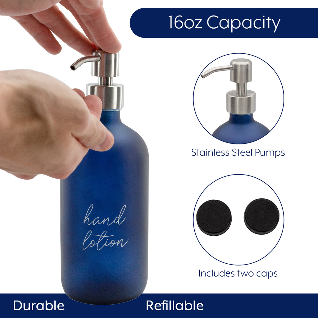 Lotion / Hand Sanitizer Pump Bottles (Set of 2, Navy Blue) - sh2252dar0