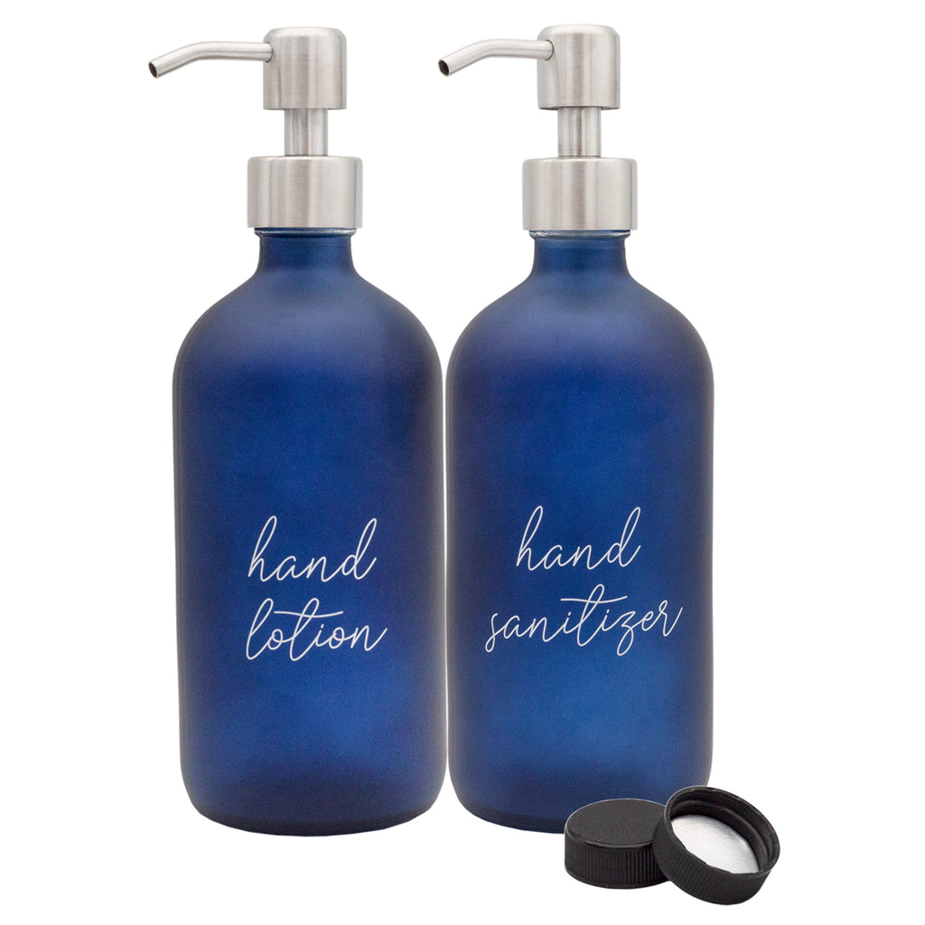 Lotion / Hand Sanitizer Pump Bottles (Set of 2, Navy Blue) - sh2252dar0