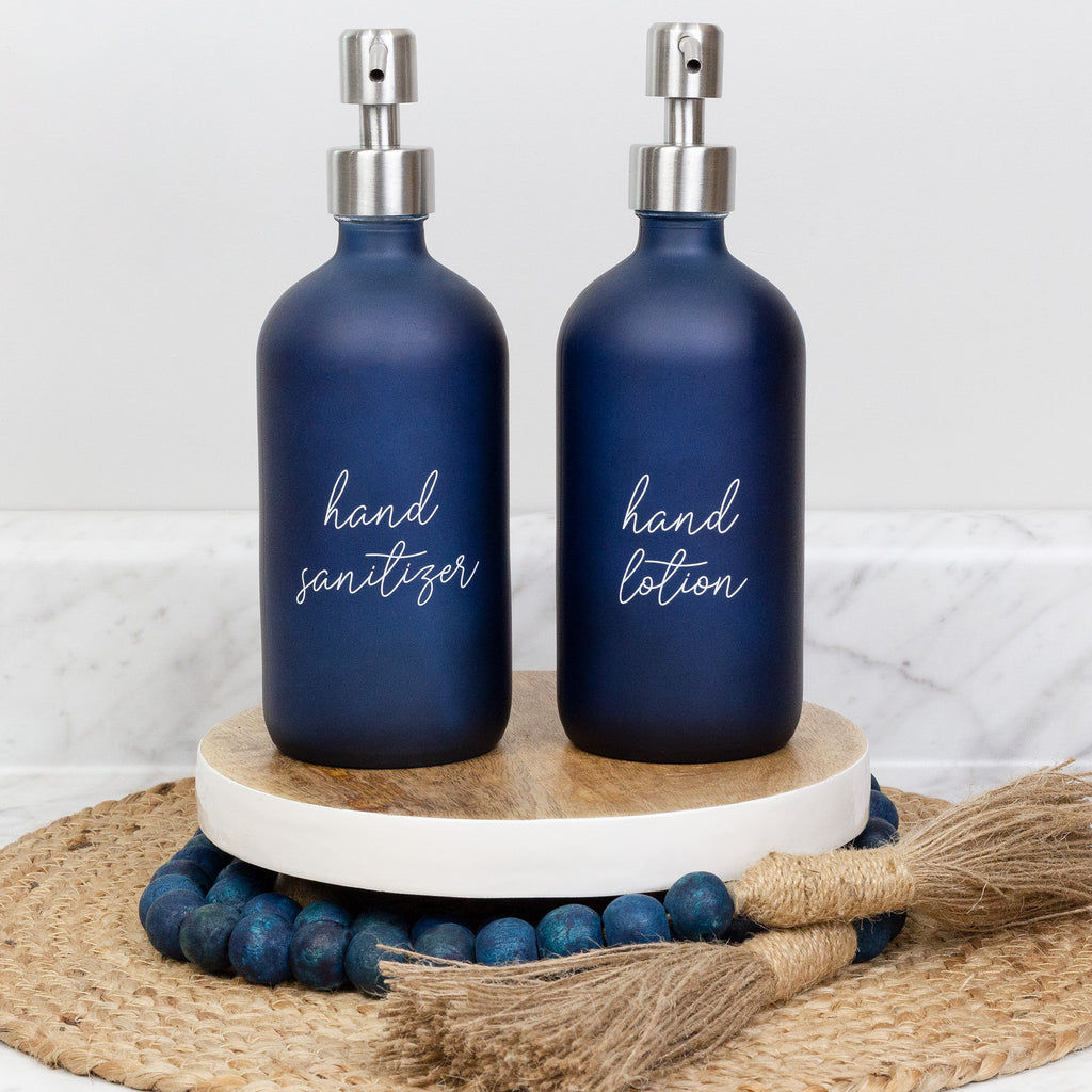 Lotion / Hand Sanitizer Pump Bottles (Set of 2, Navy Blue) - sh2252dar0