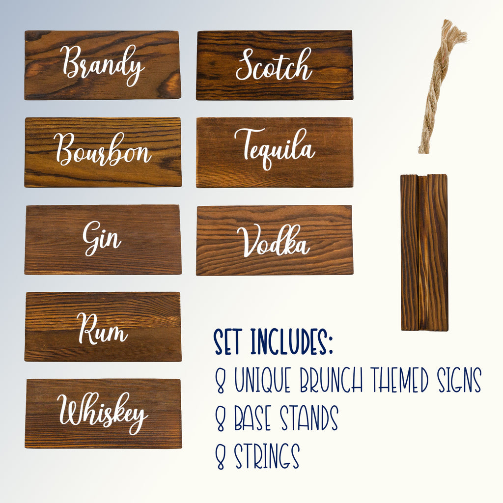 Rustic Wood Beverage Sign Set (8-Sign Bar Set) - sh2255dar0