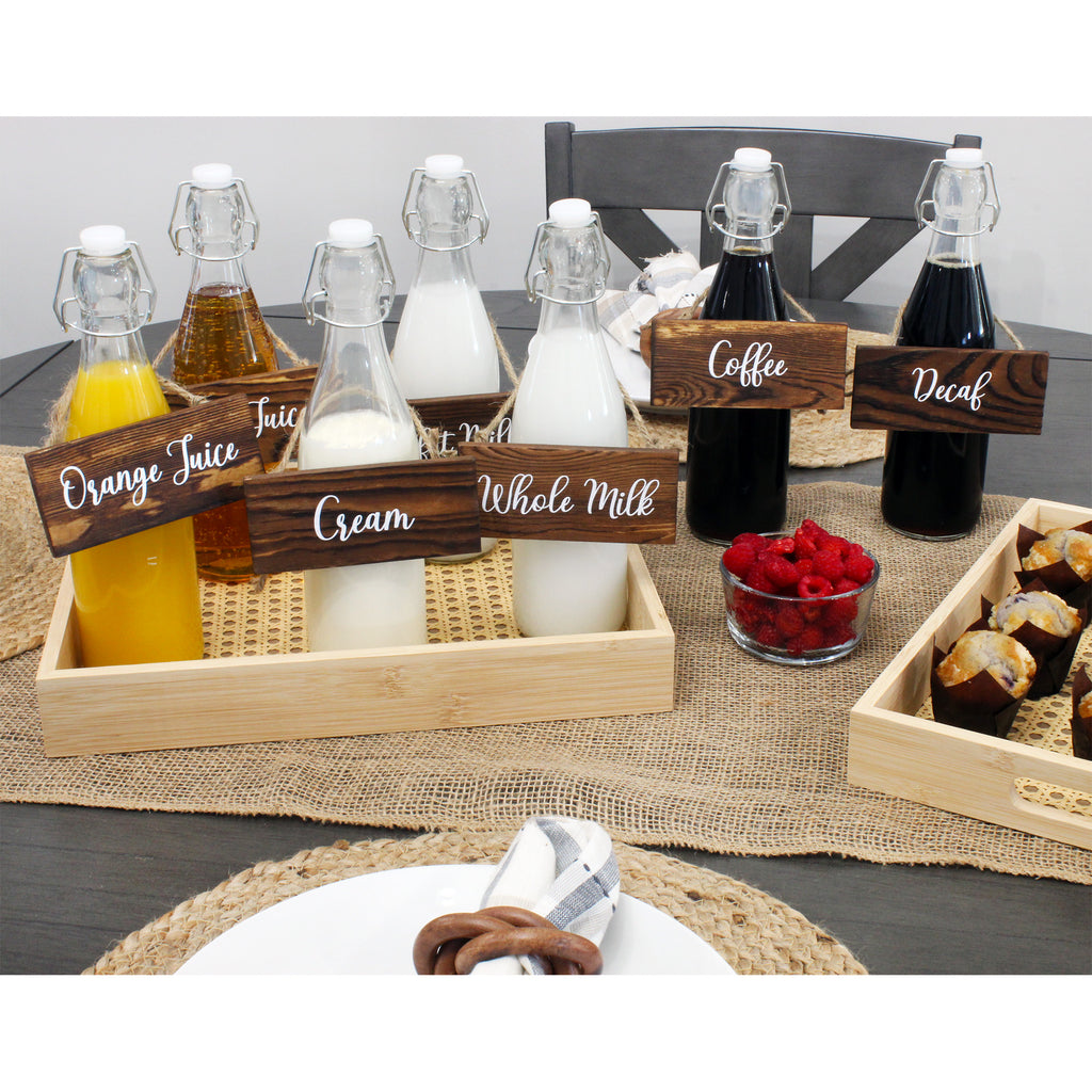 Rustic Wood Beverage Sign Set (7-Sign Brunch Set) - sh2256dar0