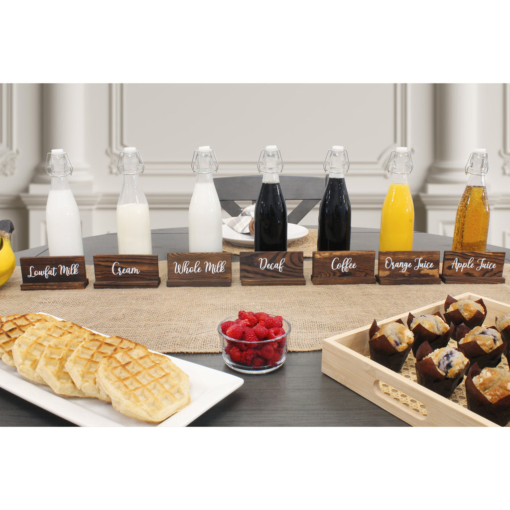 Rustic Wood Beverage Sign Set (7-Sign Brunch Set) - sh2256dar0