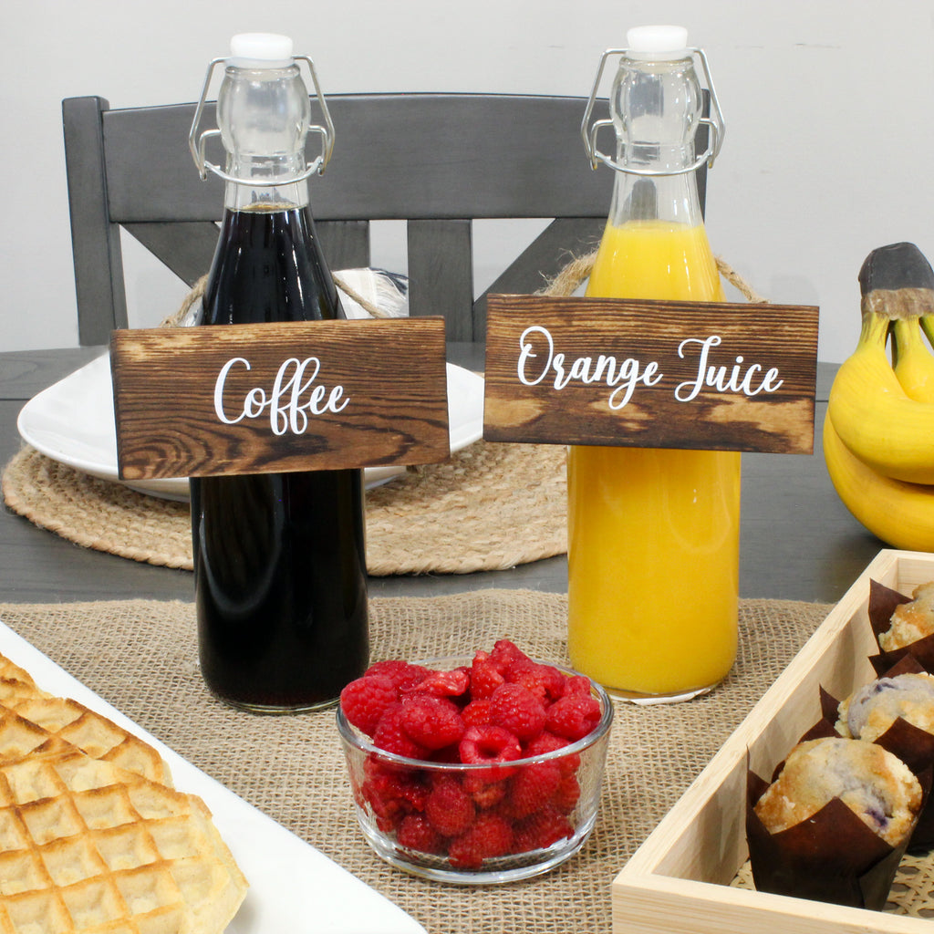 Rustic Wood Beverage Sign Set (7-Sign Brunch Set) - sh2256dar0