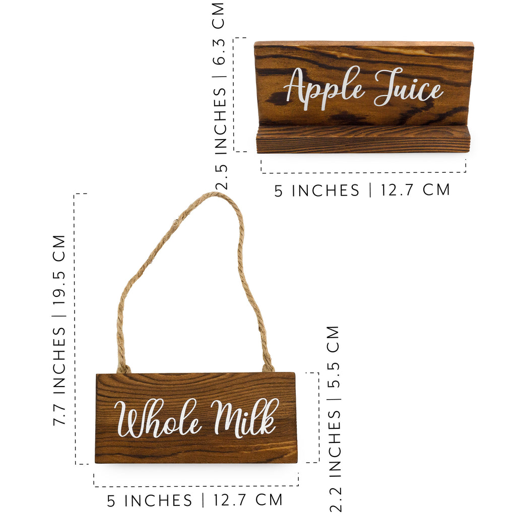 Rustic Wood Beverage Sign Set (7-Sign Brunch Set) - sh2256dar0