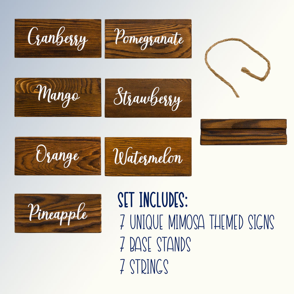 Rustic Wood Beverage Sign Set (7-Sign Mimosa Set) - sh2257dar0