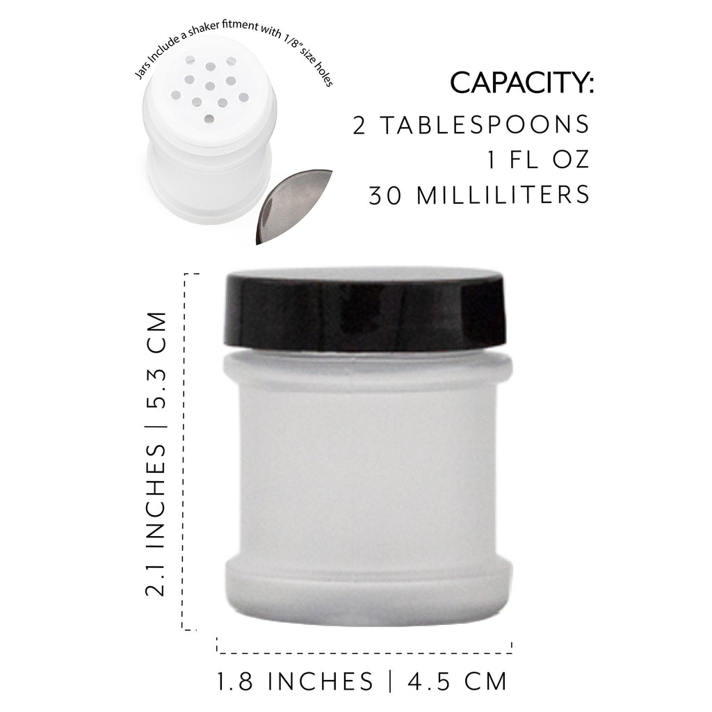Mini Plastic Spice Jars w/Sifters (12-Pack, Black) - sh2303cb0