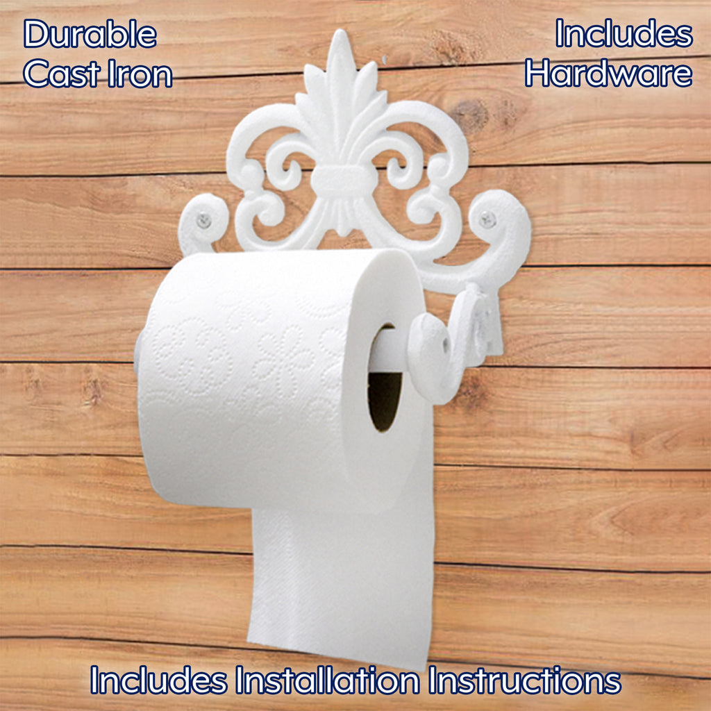 Farmhouse Cast Iron Toilet Paper Holder (Powder Coated White, Case of 8) - 8X_SH_2293_CASE