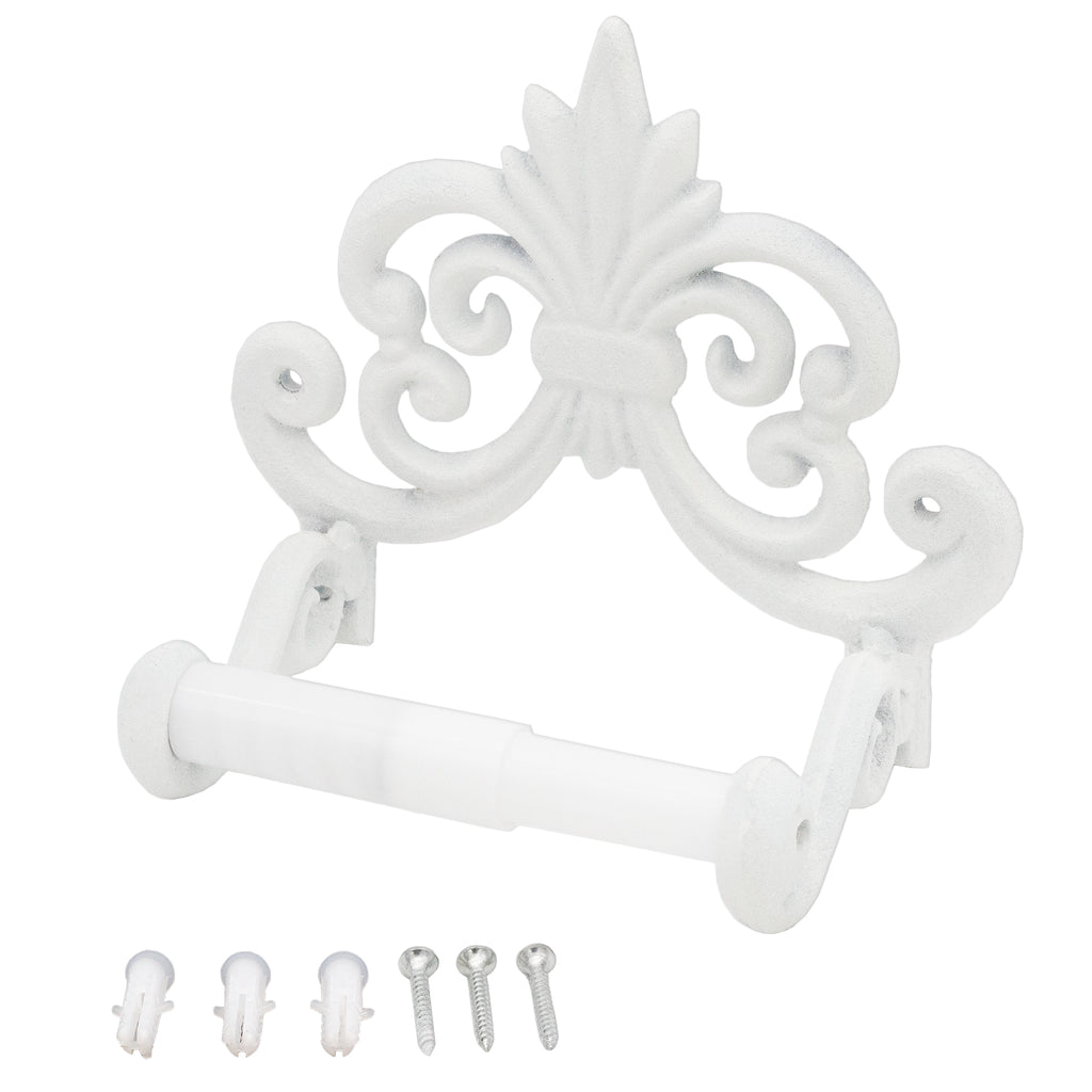 Farmhouse Cast Iron Toilet Paper Holder (Powder Coated White, Case of 8) - 8X_SH_2293_CASE