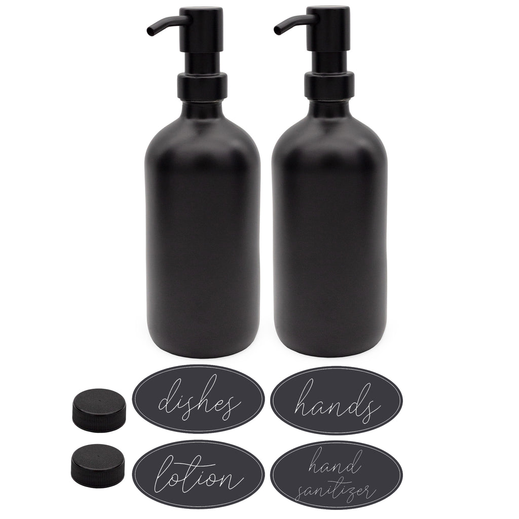 16oz Glass Pump Bottles (All-Black, Case of 40) - 40X_SH_2306_CASE