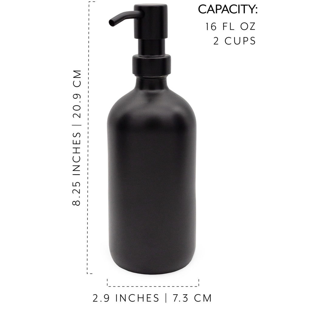 16oz Glass Pump Bottles (All-Black, Case of 40) - 40X_SH_2306_CASE