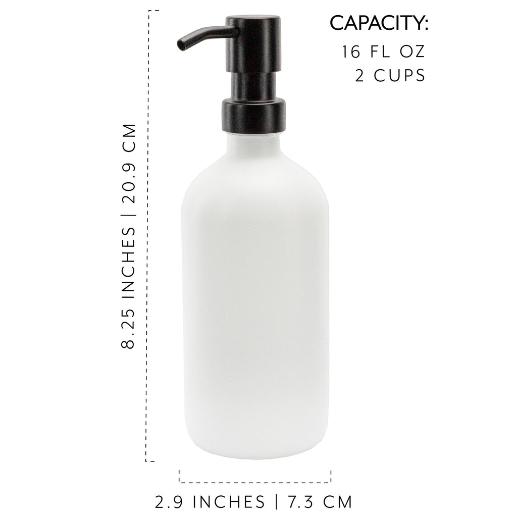 16oz Glass Pump Bottles (White w/ Black, Case of 20) - 20X_SH_2307_CASE