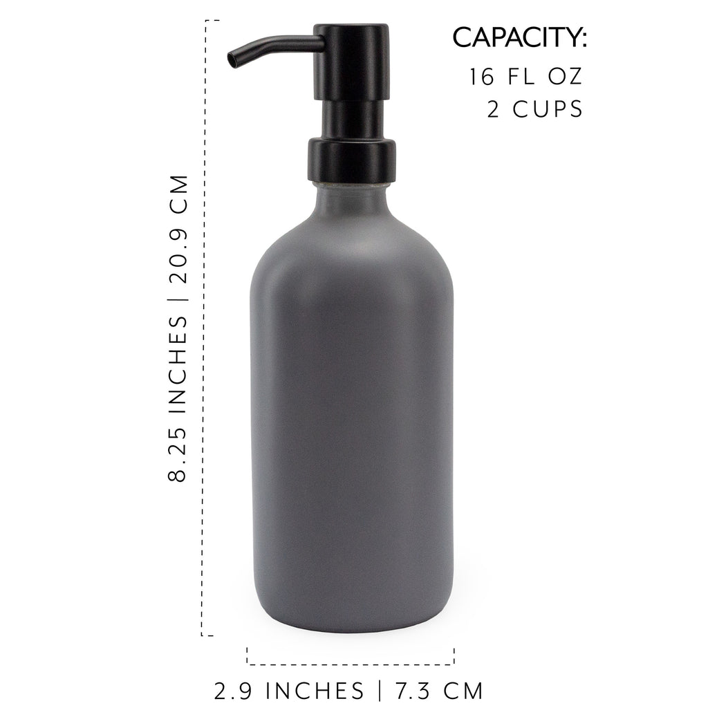 16oz Glass Pump Bottles (Gray w/ Black, Case of 40) - 20X_SH_2308_CASE