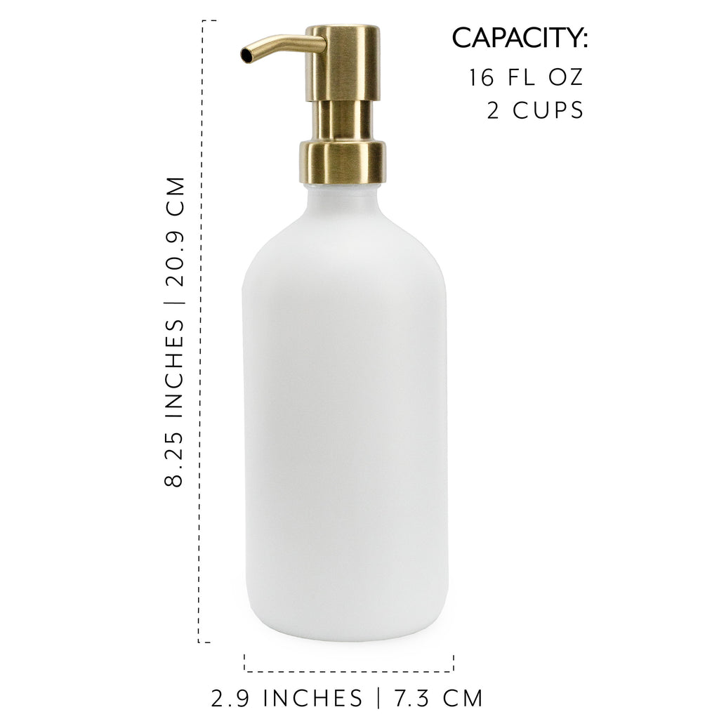 16oz Glass Pump Bottles (White w/ Gold, Case of 20) - 20X_SH_2311_CASE