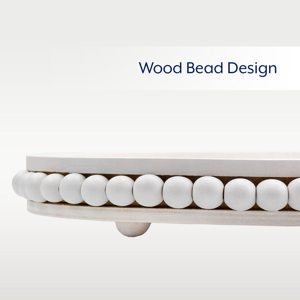 Wood Beaded Tray (White) - sh2323ah1