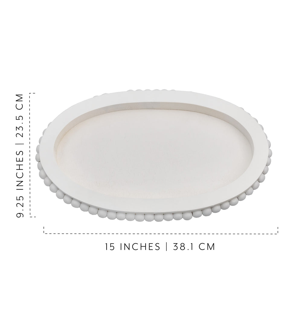 Wood Beaded Tray (White) - sh2323ah1