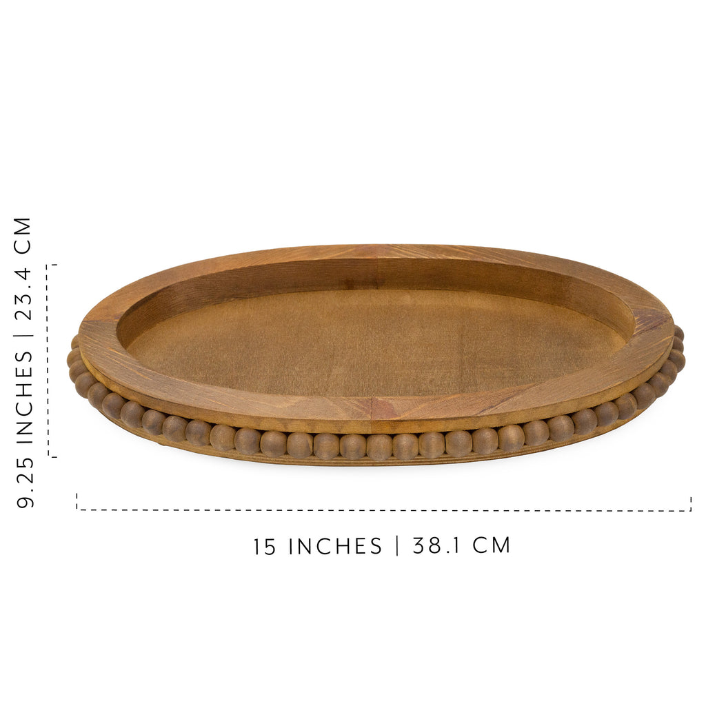 Wood Beaded Tray (Stained Wood) - sh2324ah1
