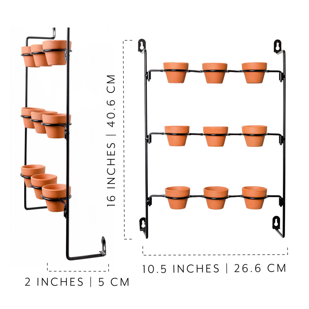 Mini Clay Pot Hanging Rack (2-Inch w/ Pots, Case of 16) - 16X_SH_2332_CASE