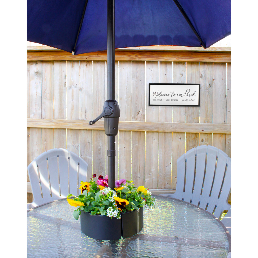 Umbrella Planter for Patio Table with Umbrella Hole (Black) - sh2344ah1