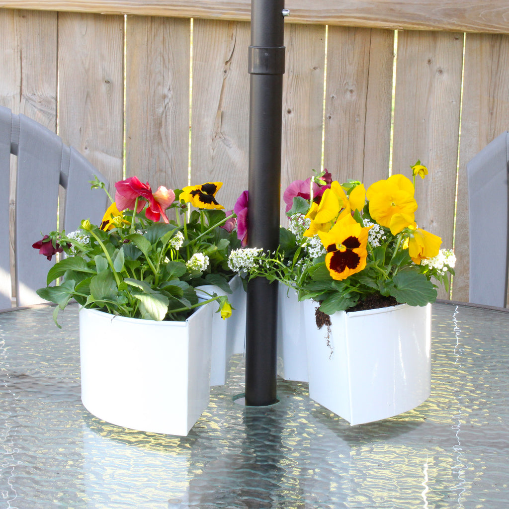 Umbrella Planter for Patio Table with Umbrella Hole (White, Case of 4) - 4X_SH_2345_CASE