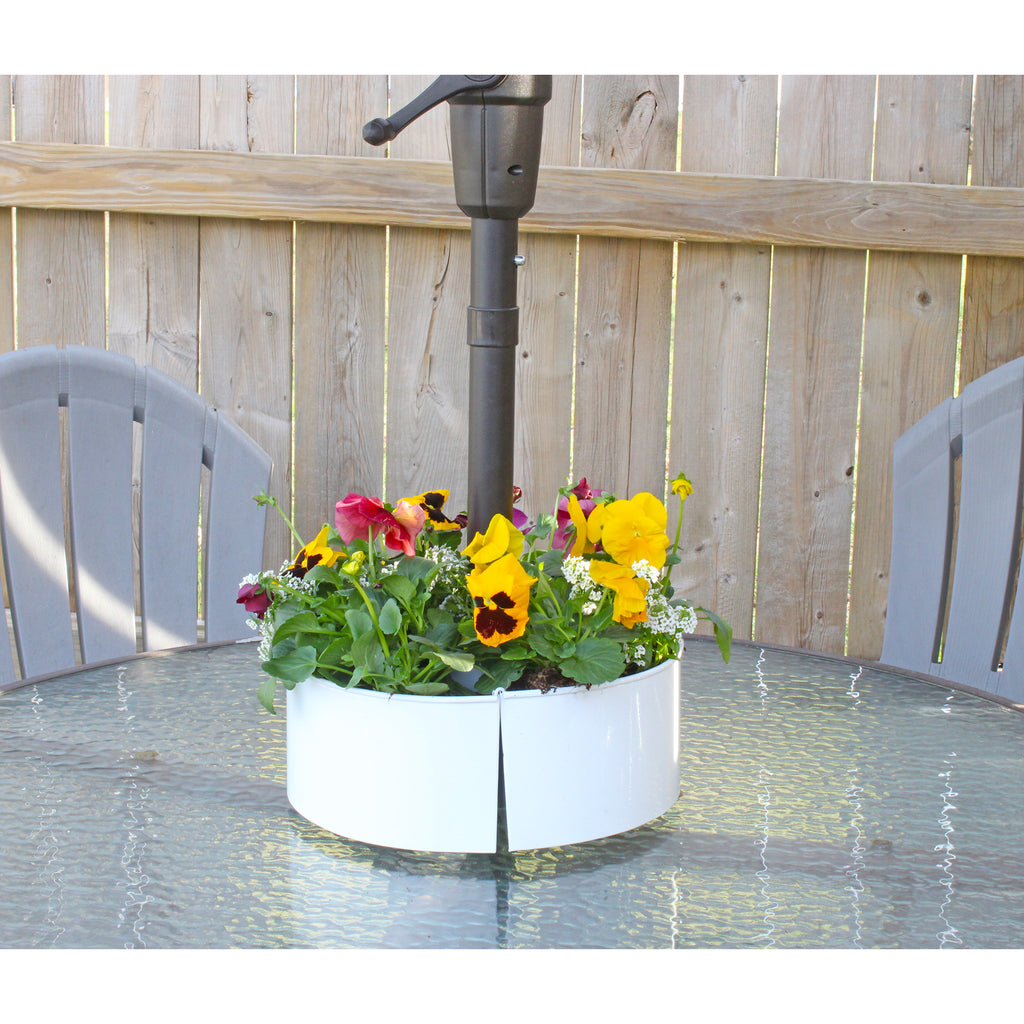 Umbrella Planter for Patio Table with Umbrella Hole (White) - sh2345ah1