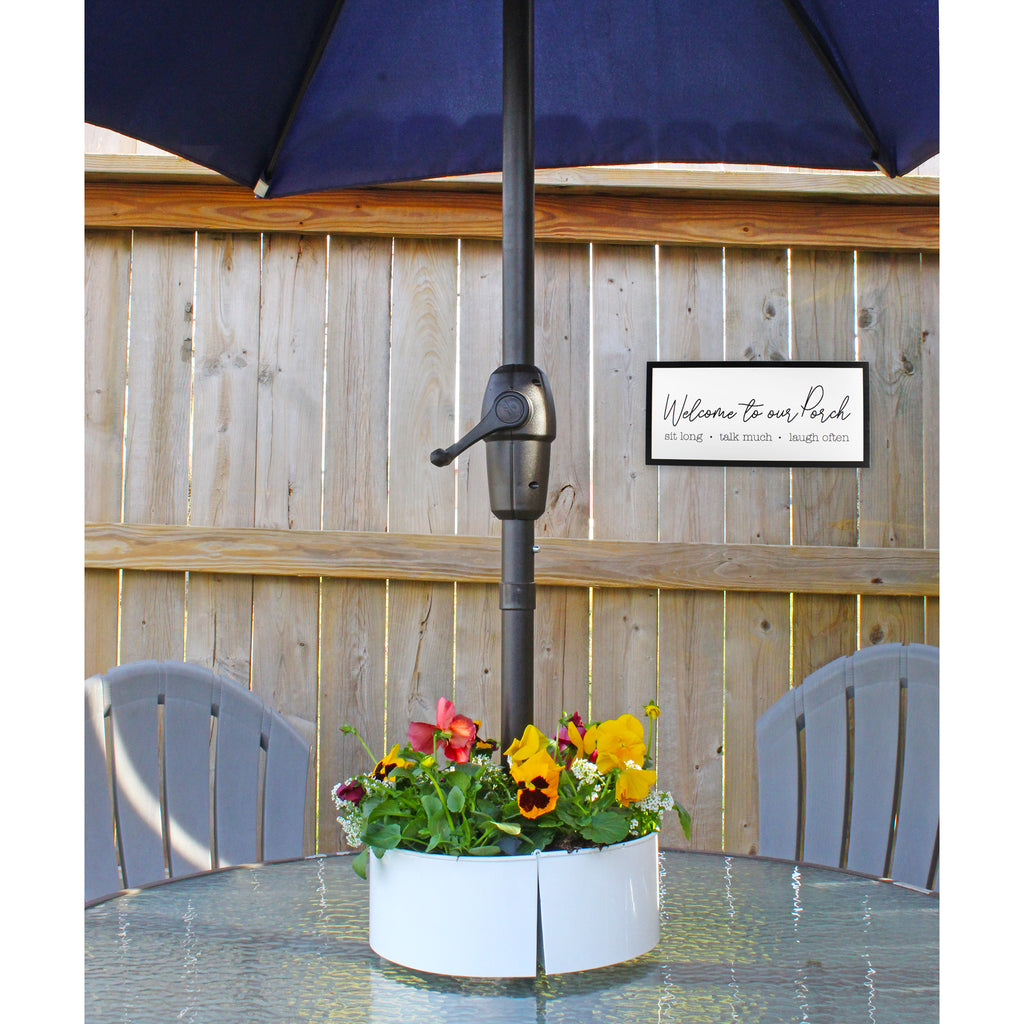 Umbrella Planter for Patio Table with Umbrella Hole (White) - sh2345ah1
