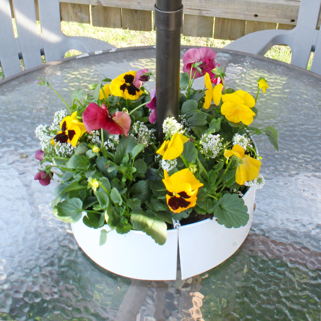 Umbrella Planter for Patio Table with Umbrella Hole (White, Case of 4) - 4X_SH_2345_CASE