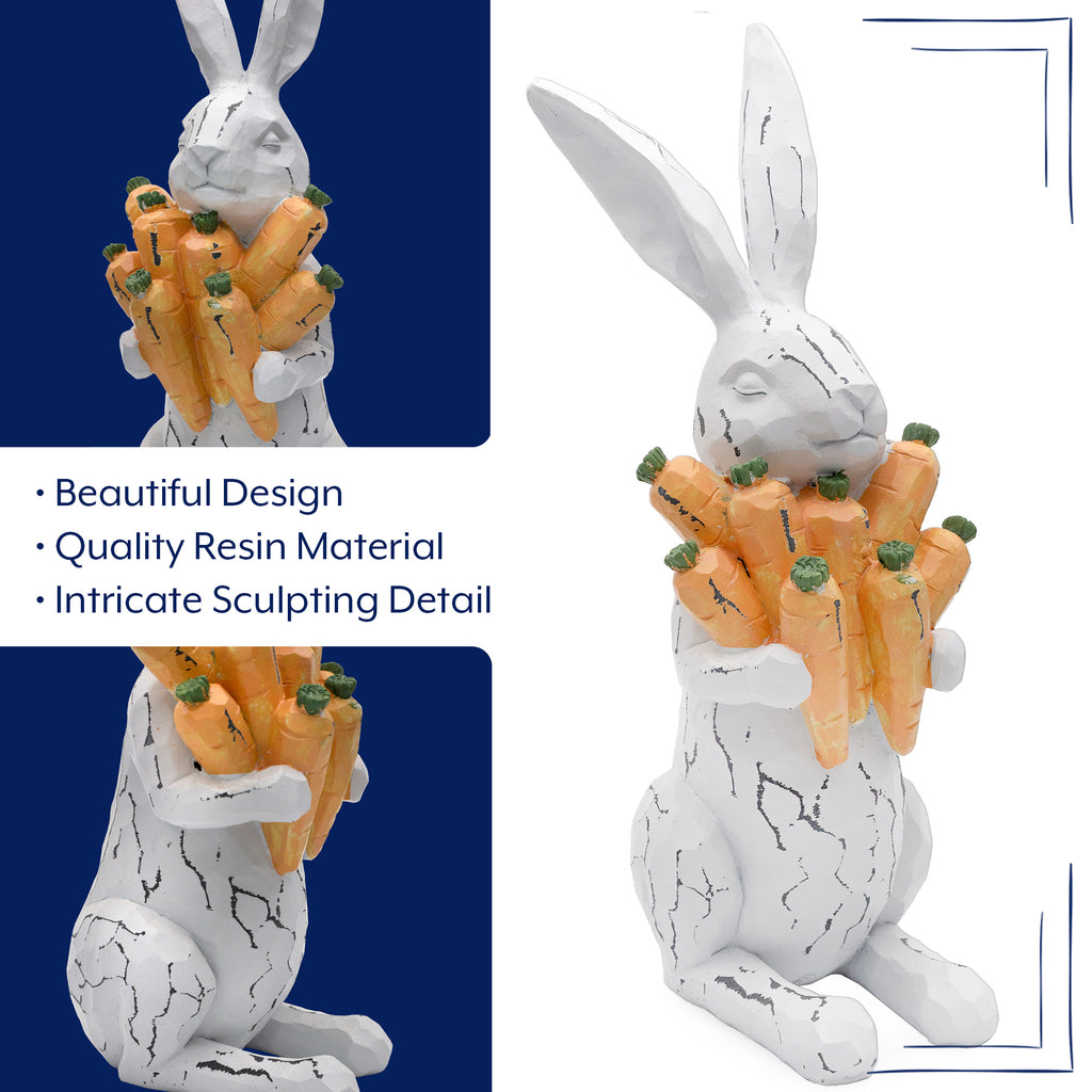 Rabbit Statue with Carrots (13-Inches, Case of 12) - 12X_SH_2346_CASE