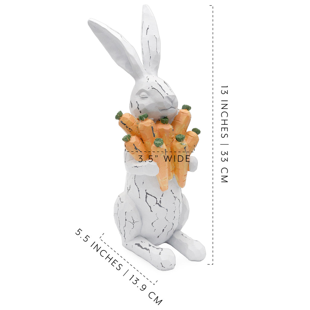 Rabbit Statue with Carrots (13-Inches, Case of 12) - 12X_SH_2346_CASE