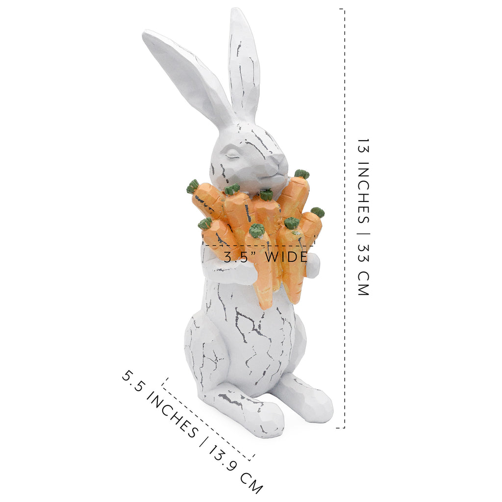 Rabbit Statue with Carrots (13-Inches, Case of 12) - SH_2346_CASE