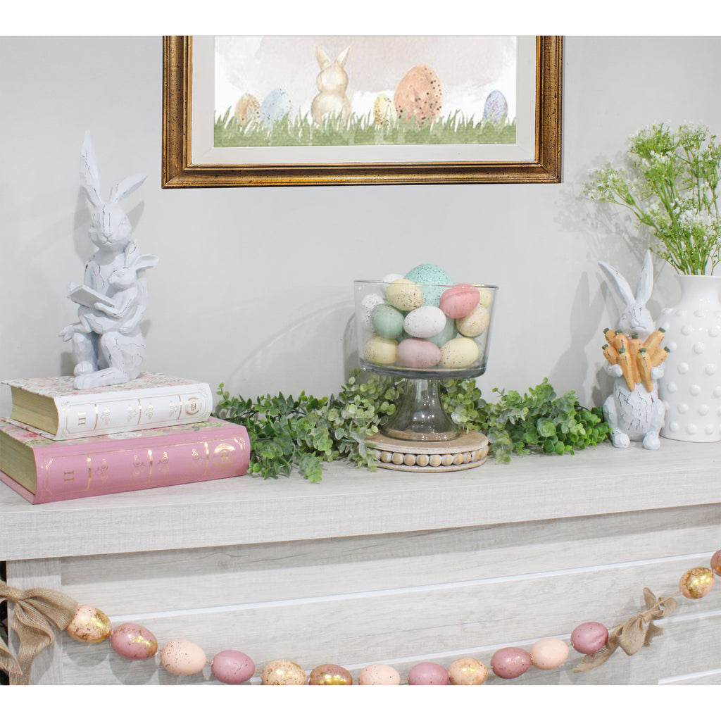 Easter Reading Rabbit Figurine with Baby Rabbit - sh2347ah1